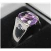 Image 2 : STAMPED 14KT. WHITE GOLD AMETHYST & IOLITE RING