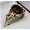 Image 2 : STAMPED 14KT. YELLOW GOLD AGATE & DIAMOND RING