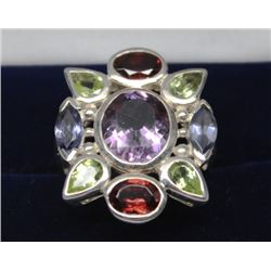 STAMPED .925 STERLING SILVER GEMSTONE RING