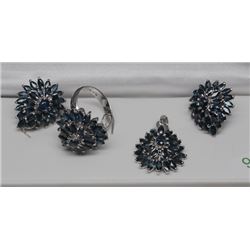 STAMPED .925 STERLING SILVER SAPPHIRE EARRINGS,