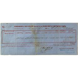 San Francisco Mint Gold Bullion Receipt