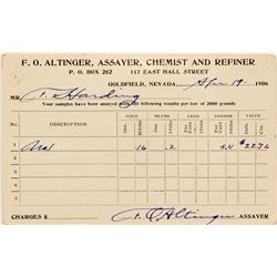 F. O. Altinger, assayer report