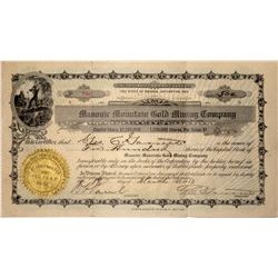 Masonic Mountain Gold Mining Company Stock Certificate, 1913