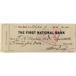 Check for Miners Fund, New Almaden