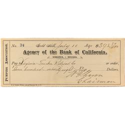 Rare Gold Hill Check Signed by William Sharon