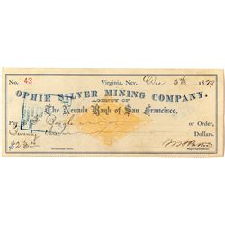 Rare RN-G Ophir SIlver Mining Co. Check