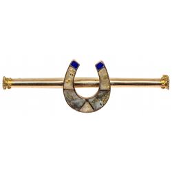 Gold Quartz Horseshoe Bar Pin