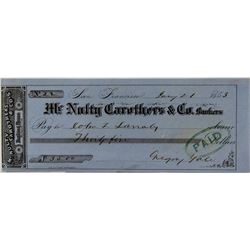 McNulty Carothers & Co. Banking House Check