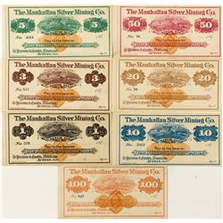 Set of Manhattan Silver Mining Co. Scrip (Multiple Denominations)