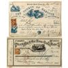 Image 1 : Two Early Fancy Illustrated Checks w/ adhesive revenues