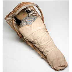 Cloth Doll in Woven Cradleboard