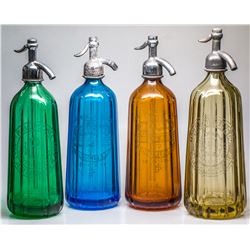 Four Different Color Seltzer Bottles