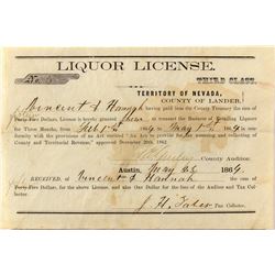 Austin, Nevada Territorial Liquor License
