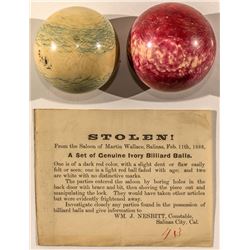 Two Billiard Balls--Stolen Notice