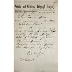 Bodie Bank Coded telegraph