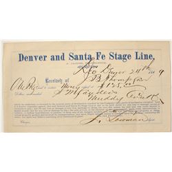 Denver and Santa Fe Stage Line Receipt