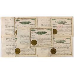 Five Overland Company Stock Certificates