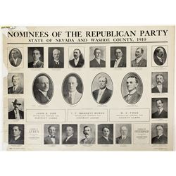 1910 Nevada Republican Nominees Broadside