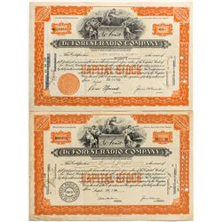 DeForest Radio Stock Certificates