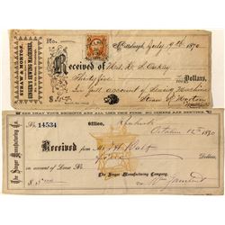 Two Early Singer Sewing Machine Checks