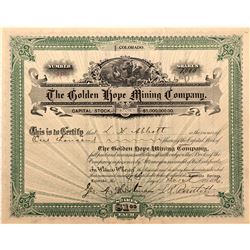 Golden Hope Mining Company Stock Certificate