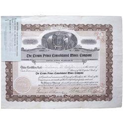 Crown Prince Mine stock certificate