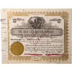 Gold Exploration Company Stock Certificate