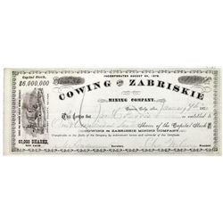 Cowing and Zabriskie stock certificate