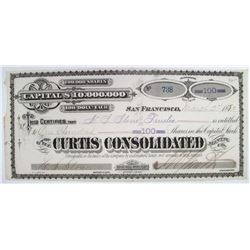 Curtis Consolidated stock certificate
