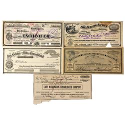 5 Gold Hill Stock Certificates