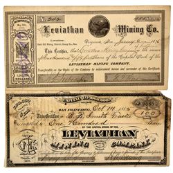 Leviathan Mining Company Stock Certificates