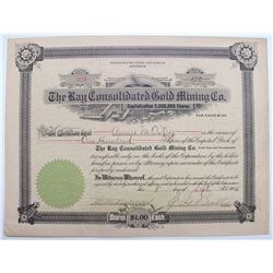 Ray Consolidated Gold stock certificate