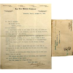 2 San Toy Mining Company Letters and a cover