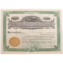 Bertha Gold Mining and Milling Company stock