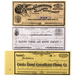 Lot of 3: Eureka Stock Certificates