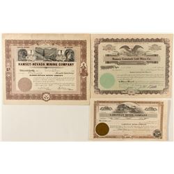 Trio of Ramsey Mining Stock Certificates