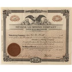 Nevada Lu Mining Co. Stock Certificate