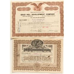 Gold Hill Stock Certificate Pair