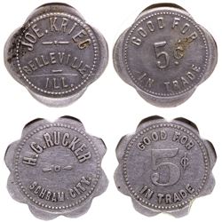Two Illinois tokens: Joe Krieg, H.G. Rucker