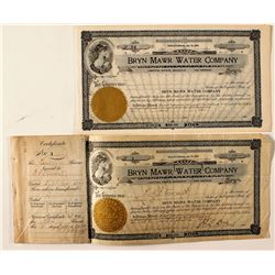 Bryn Mawr Water Company Stock Certificates