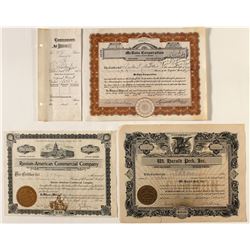 Lot of 3 Stock Certificates