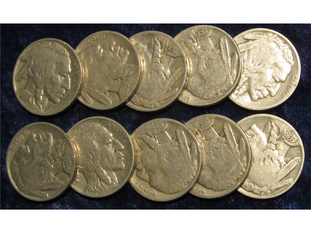 240. (10) Full Date Buffalo Nickels. All have nice strong dates.