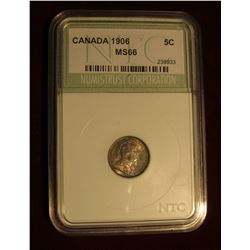 412. 1906 Silver 5C Canada NTC 66 #238933 Attractive Tone Great Luster