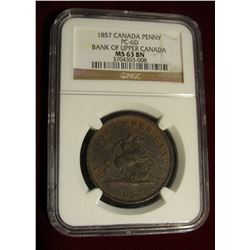 417. 1857 C Bank of Upper Canada NGC 63BN #3704303-008