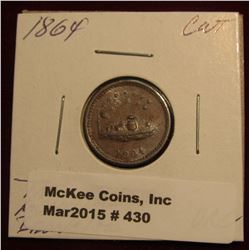 430. 1864 CWT “The Monitor Ironclad/Our Navy” 12 Stars UNC Very Scarce