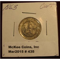 435. 1863 CWT “Geo. Washington/USM” Struck in Zinc {R8} {F-105/199e} Very Rare