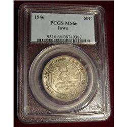 440. 1946 Silver Iowa Commemorative Half  PCGS 66 #9316.66/08749387 Lite Tone