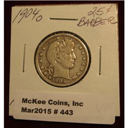 443. 1904 O 25C VF Lite Tone Typical “O mint” Strike Rare Date