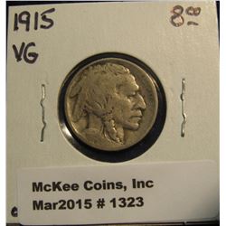 1323. 1915 P Buffalo Nickel. VG-8. Catalog $8.00.