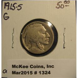 1324. 1915 S Buffalo Nickel. G-4. Catalog value $50.00.